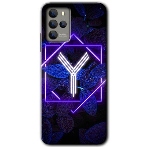 Omix X700 Kılıf HD Desen Baskılı Arka Kapak - Dark Neon Yaprak Y Harfi