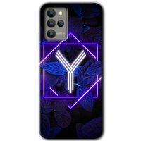 Omix X700 Kılıf HD Desen Baskılı Arka Kapak - Dark Neon Yaprak Y Harfi
