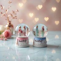 Love Story Mini Kar Küresi - Işıklı - 7x4 cm - Pilli Romantik Hediye