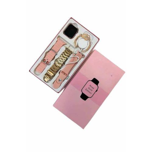 Akıllı Saat 3 Kordonlu Ve Aksesuarlı Bayanlar Için Şık Rose Renk