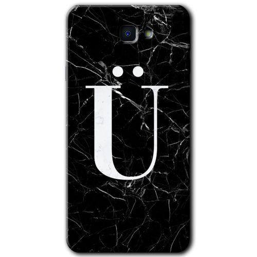 Potkal Hediye Fabrikası Samsung Galaxy J7 Prime 2 Kılıf HD Desen Baskılı Arka Kapak - Siyah Mermer Desenli Ü Harfi