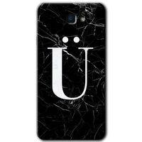 Potkal Hediye Fabrikası Samsung Galaxy J7 Prime 2 Kılıf HD Desen Baskılı Arka Kapak - Siyah Mermer Desenli Ü Harfi
