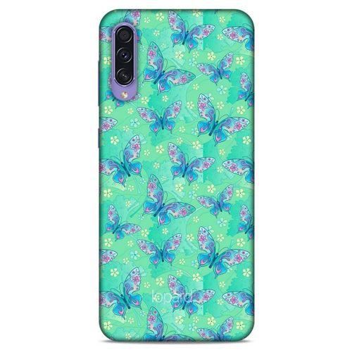 Samsung Galaxy A50s Kılıf Kelebek Etkisi (10) Full Koruma Kılıfı Fuşya Yeşil