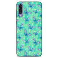 Samsung Galaxy A50s Kılıf Kelebek Etkisi (10) Full Koruma Kılıfı Fuşya Yeşil