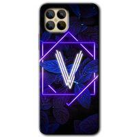 Omix X600 Kılıf HD Desen Baskılı Arka Kapak - Dark Neon Yaprak V Harfi