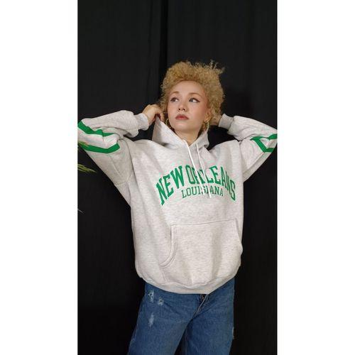 BASKILI KAPŞONLU KANGURU CEPLİ 3 İPLİK SWEATSHIRT