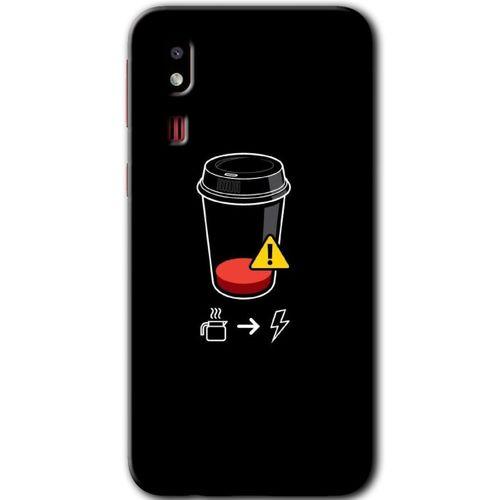 Galaxy A2 Core Kılıf HD Desen Baskılı Arka Kapak - Coffee Battery