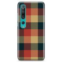 Xiaomi Mi 10 Kılıf Retro Kumaş Kırmızı Arka Kapak Koruma Desenli Full Koruyucu