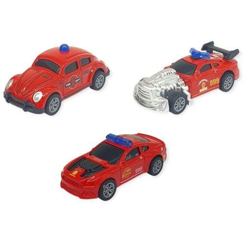 Çek Bırak Metal Küçük Arabalar 3'lü 8 cm - İtfaiye Araçları