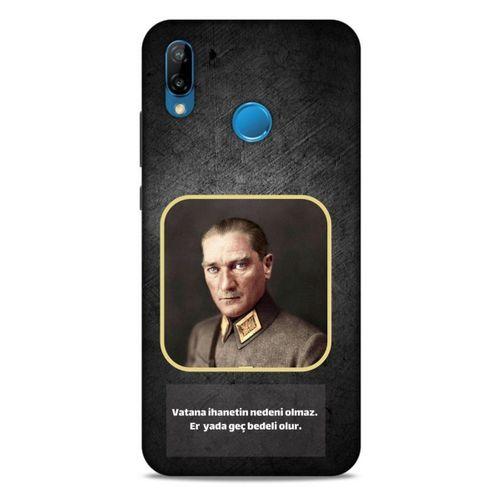 Huawei P20 Lite Kılıf Atatürk (3) Kapak Antrasit
