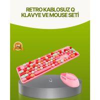 Bluetooth Retro Kablosuz Klavye Ve Mouse Seti – 3 Cihaz Bağlantılı, Sessiz Tuş, Uzun Pil Ömrü