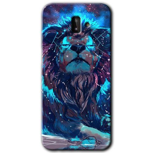 Samsung Galaxy J6 Plus Kılıf HD Desen Baskılı Arka Kapak - Neon Aslan