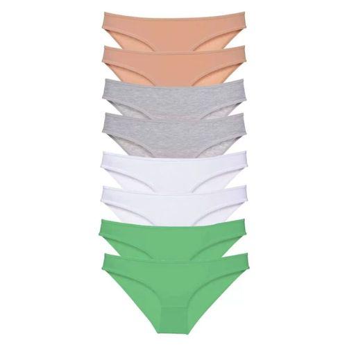 8 Adet Süper Eko Set Likralı Kadın Slip Külot Ten Gri Beyaz Yeşil