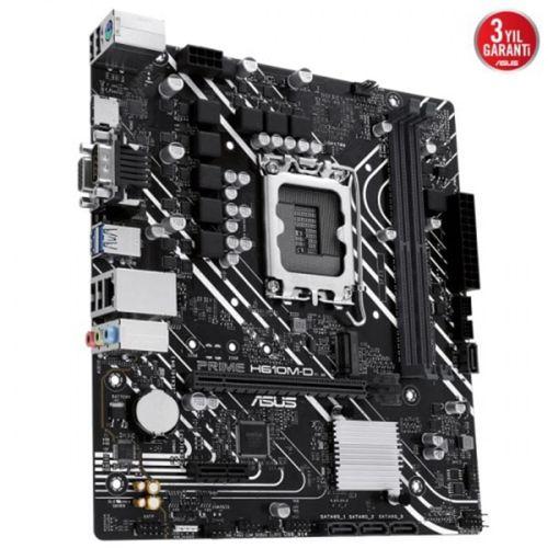 ASUS PRIME H610M-D, 2xDDR5, M.2, D-SUB, HDMI, RS232 Port, 12-13.14.Nesil, LGA1700 Soket, Anakart
