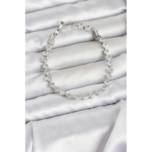 Kare Zirkon Taşlı Gümüş Renk Pirinç Su Yolu Kadın Bileklik