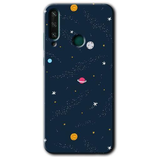 MRCİLETİSİM Huawei Y6P Kılıf HD Desen Baskılı Arka Kapak + Temperli Cam - Çizim Gezegen