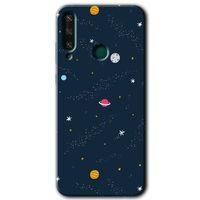 MRCİLETİSİM Huawei Y6P Kılıf HD Desen Baskılı Arka Kapak + Temperli Cam - Çizim Gezegen