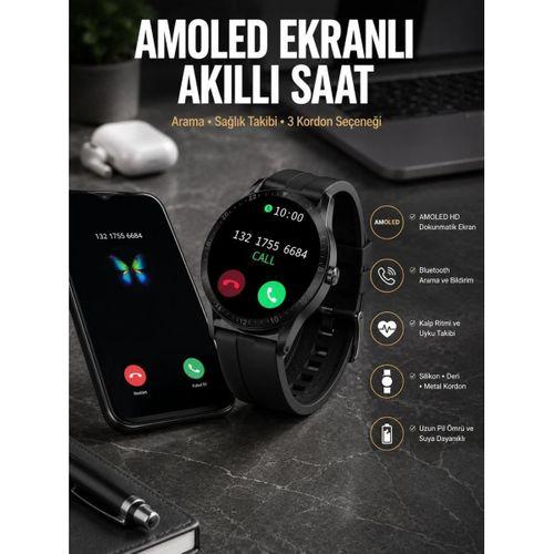 Akıllı Saat Amoled Ekran 3 Kordonlu Nfc Ve Gps Uyumlu