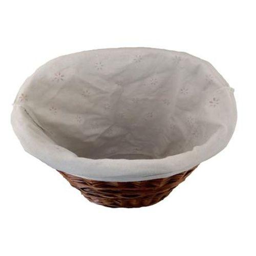 Hasır Sepet Oval Şekilli İçi Kumaşlı Kahverengi 36X36X26 Cm