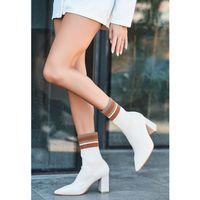 Cara Bej Triko Topuklu Bot