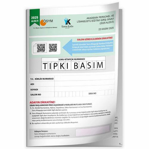 ALES 2025/3 ÖSYM Tıpkı Basım Çıkmış Soru Deneme Kitapçığı Video/PDF Çözümlü Türkiye Geneli