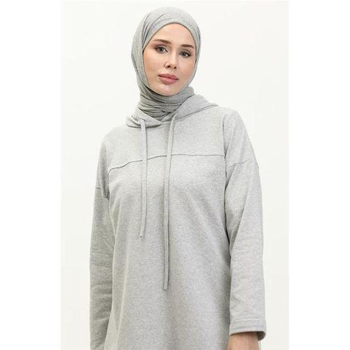 Kapşonlu Sweat Eşofman Sade Basic Spor Takım - 03056.008 - Gri