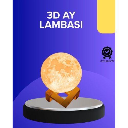 16 Renkli 3d Baskılı Ay Lambası Ahşap Standlı