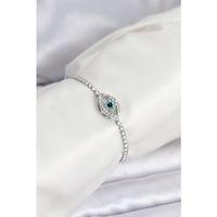 Göz Model Zirkon Taşlı Gümüş Renk Asansörlü Su Yolu Bileklik