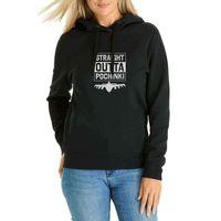 Pubg Straıght Outta Pochınkı Uçaklı Baskılı Siyah Kadın Kapşonlu Sweatshirt