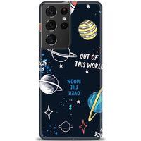 Samsung Galaxy S21 Ultra Kılıf HD Baskılı Kılıf - Space Fun + Tam Ekran Koruyucu