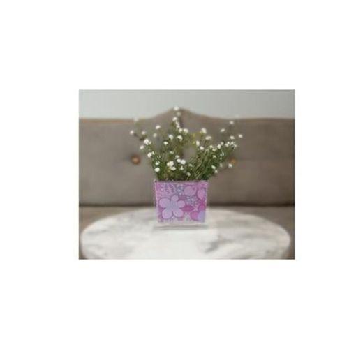 2 Adet Vazo Dahil,Vazoda Çiçek,Beyaz Yapay Çiçek,Vazo Dekoratif Pembe Çiçekli  10X15X3Cm