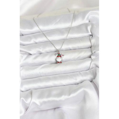 316L Çelik Zincir Gümüş Renk Yılbaşı Teması Kadın Kolye