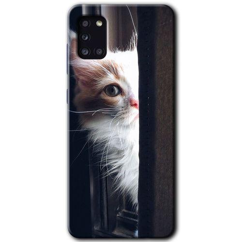 Samsung Galaxy A31 Kılıf Baskılı Kapak - Kedi Bakışı +Tam Ekran Koruyucu