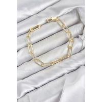 CM Ataş Zincir Model Gold Renk Pirinç Kadın Bileklik