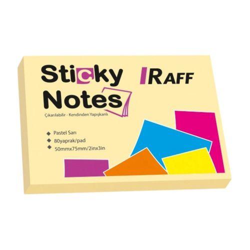 RAFF PASTEL SARI YAPIŞKANLI NOT KAĞIDI ( 75 mm x 50 mm)