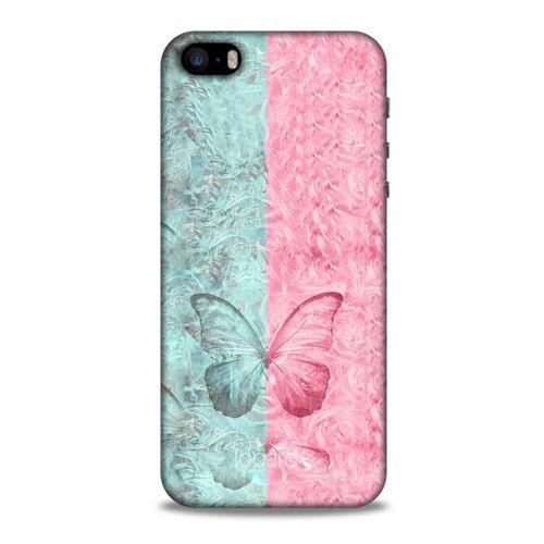 Apple iPhone SE Kılıf Kelebek Etkisi (30) Silicone Case Turkuaz Pembe