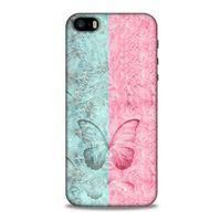Apple iPhone SE Kılıf Kelebek Etkisi (30) Silicone Case Turkuaz Pembe