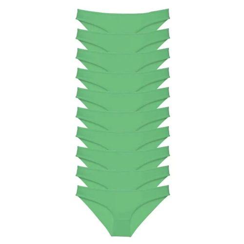 10 Adet Süper Eko Set Likralı Kadın Slip Külot Yeşil