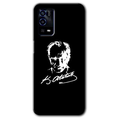 Oppo A55 Kılıf HD Desen Baskılı Arka Kapak - Atatürk Silüet İmza