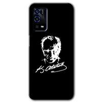 Oppo A55 Kılıf HD Desen Baskılı Arka Kapak - Atatürk Silüet İmza