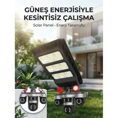 Solar Panelli Akıllı Güvenlik Kamerası Led Projektörlü