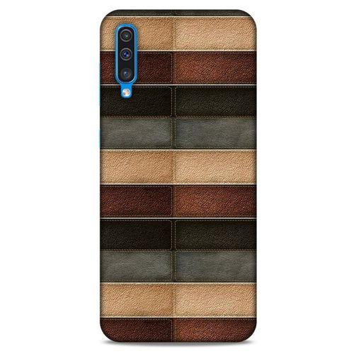 Samsung Galaxy A50 Kılıf Patchwork (20) Koruyucu Kılıf Bej Siyah