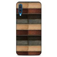Samsung Galaxy A50 Kılıf Patchwork (20) Koruyucu Kılıf Bej Siyah