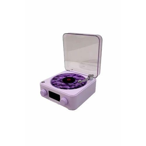 Waves Nostalji Plak Görünümlü Bluetooth Hoparlör 3d Ses Dalgası Retro Müzik Plak Mor