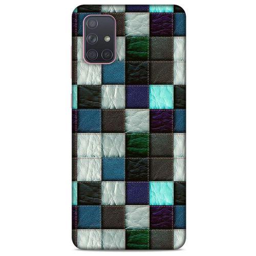 Samsung Galaxy A71 Kılıf Patchwork (46) Core Armor Kılıf Gri Cam Göbeği