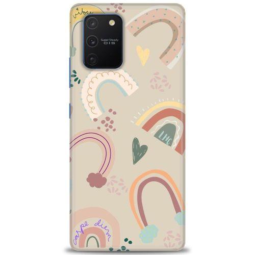Samsung Galaxy A91 / S10 Lite Kılıf HD Baskılı Kılıf - Kahve Gökkuşağı + Tam Ekran Koruyucu