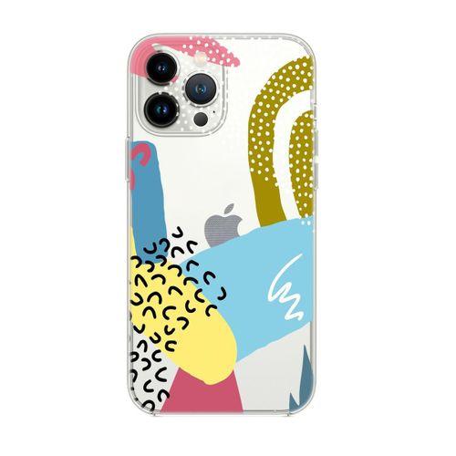 iPhone 14 Pro Max Uyumlu Colorfull Pattern Şeffaf Silikonlu Telefon Kılıfı