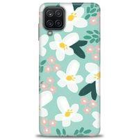 Samsung Galaxy M12 Kılıf HD Baskılı Kılıf - Pembe Beyaz Papatyalar + Tam Ekran Koruyucu