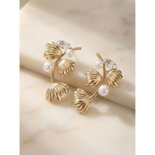 İncili Metal Küpe - Altın