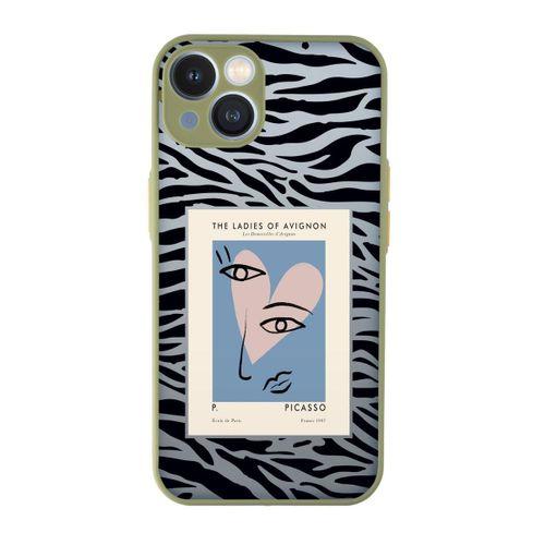iPhone 13 Uyumlu Picasso Desenli Kamera Korumalı Buzlu Şeffaf Lüx Telefon Kılıfı